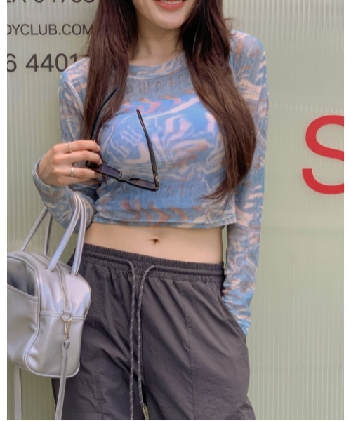 Vini(ヴィニ)の「【Vini】マーブル シアー トップス(Tシャツ/カットソー・レディース・ブルー・LARGE/MEDIUM)」の10枚目の写真