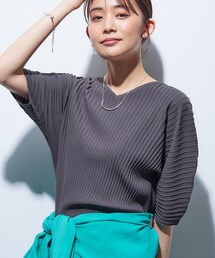 INDIVI | 【二の腕カバー／スタイルアップ】ドライタッチストレッチニット(Tシャツ/カットソー)