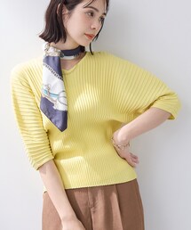 INDIVI | 【二の腕カバー/スタイルアップ】ドライタッチストレッチニット(Tシャツ/カットソー)