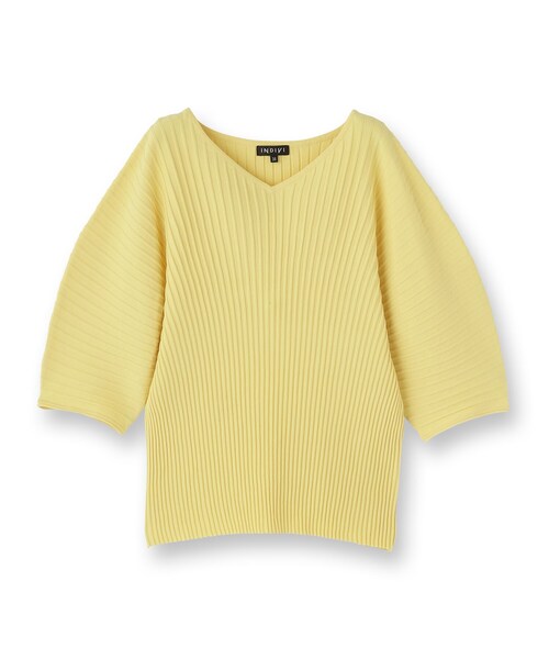 INDIVI（インディヴィ）の「【二の腕カバー／スタイルアップ】ドライタッチストレッチニット（Tシャツ/カットソー・レディース・ブラック/チャコールグレー/ホワイト/イエロー・05/13/15 /38）」の13枚目の写真