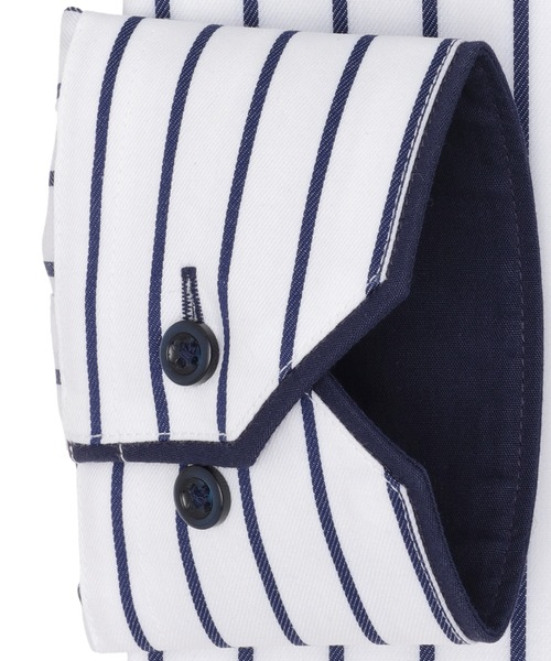 TOKYO SHIRTS（トウキョウシャツ）の「形態安定ノンアイロン ボタンダウン 長袖ビジネスワイシャツ（ビジネスシャツ・メンズ・ネイビー・首回り37cm-裄丈80cm/首回り37cm-裄丈84cm/首回り39cm-裄丈80cm/首回り39cm-裄丈84cm/首回り41cm-裄丈82cm/首回り41cm-裄丈86cm/首回り42cm-裄丈82cm/首回り42cm-裄丈86cm/首回り43cm-裄丈82cm/首回り43cm-裄丈86cm）」の3枚目の写真