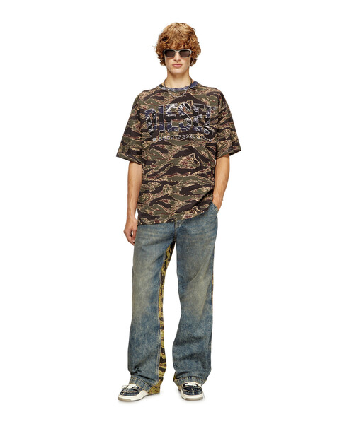 DIESEL カモフラージュ柄 リブTシャツ セール】メンズ Tシャツ T-BOXT-T22（Tシャツ/カットソー）｜DIESEL