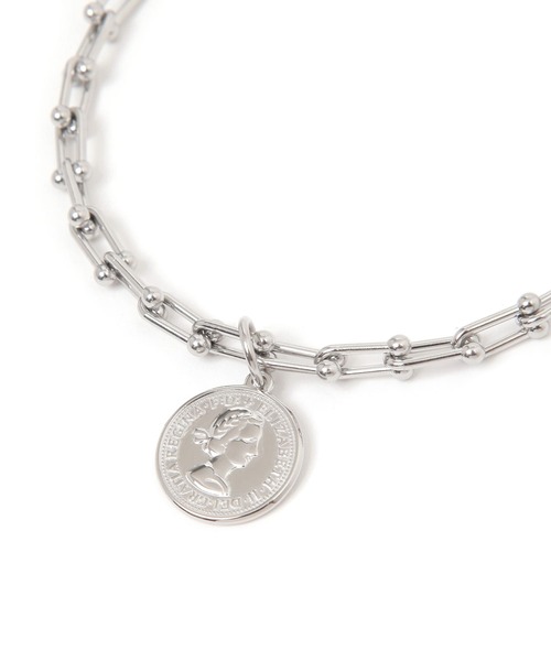 GLOBAL WORK(グローバルワーク)の「ステンレスコインY字ネックレス/572530(ネックレス・レディース・ゴールド系その他/シルバー・FREE)」の4枚目の写真