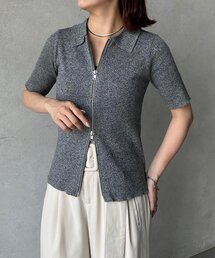 Thevon | MIXリブダブルジップハーフカーディガン(カーディガン/ボレロ)