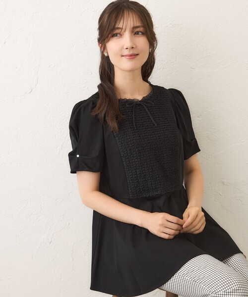 セール】コマフリル カットソーコンビチュニック（チュニック）｜TO BE