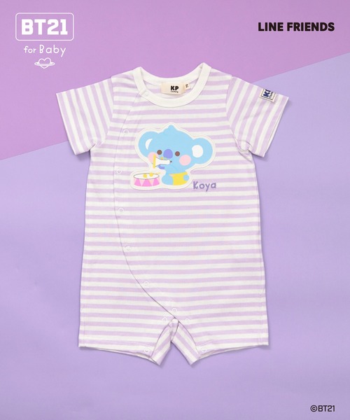 セール】【BT21】アップリケボーダーショートオール（ロンパース）｜KP