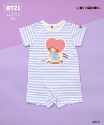 KP BOY（ケーピーボーイ）の「【BT21】アップリケボーダーショートオール（ロンパース）」