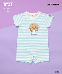 KP BOY（ケーピーボーイ）の「【BT21】アップリケボーダーショートオール（ロンパース）」