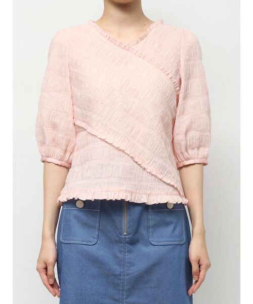 TONAL(トーナル)の「スモッキングJQアシメブラウス(シャツ/ブラウス・レディース・ブラック/ベビーピンク/オフホワイト・MEDIUM)」の11枚目の写真