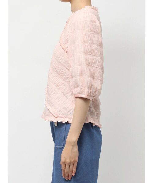 TONAL(トーナル)の「スモッキングJQアシメブラウス(シャツ/ブラウス・レディース・ブラック/ベビーピンク/オフホワイト・MEDIUM)」の12枚目の写真