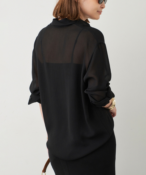 新品タグ付ドゥーズィエムクラス　トリアセシフォンシャツ　シアーシャツ トリアセ シフォン シャツ（シャツ/ブラウス）｜Deuxieme Classe