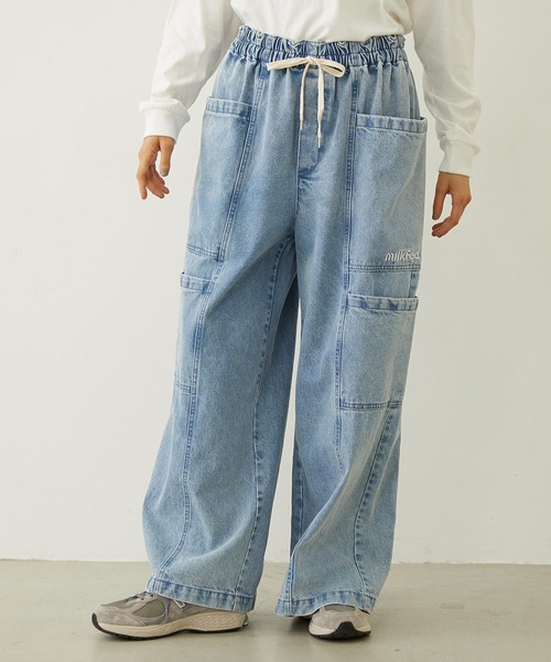 MILKFED.(ミルクフェド)の「BIG POCKET PANTS(デニムパンツ・レディース・ライトブルー/ライトインディゴブルー・S/M)」の3枚目の写真