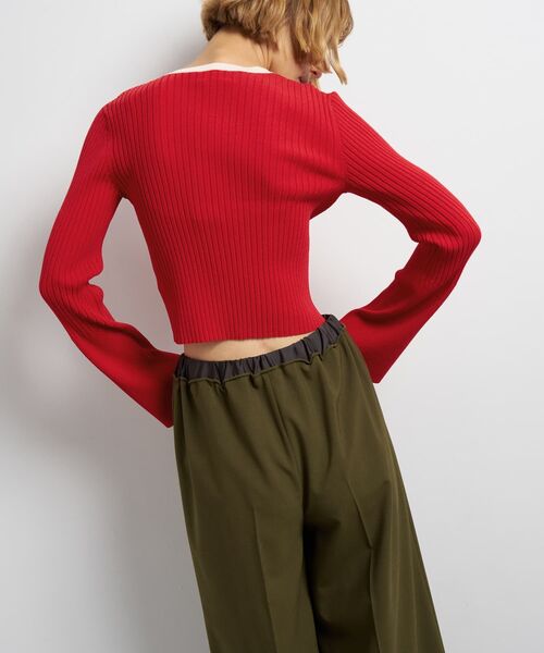 LANVIN en Bleu(ランバンオンブルー)の「バイカラーリブショートカーディガン(ニット/セーター・レディース・ブラック/レッド/ベージュ・38)」の9枚目の写真