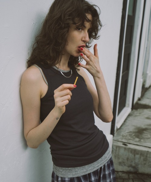 HANNE（アン）の「2PACKシアーリブタンクトップ（タンクトップ・レディース・ベージュ/ブラック/グレー・FREE）」の2枚目の写真