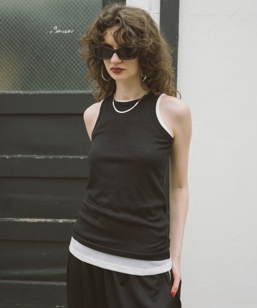 HANNE（アン）の「2PACKシアーリブタンクトップ（タンクトップ・レディース・ベージュ/ブラック/グレー・FREE）」の14枚目の写真