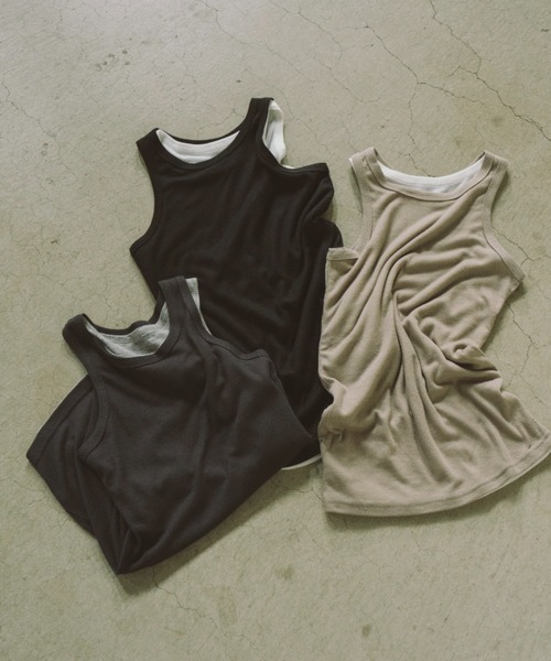 HANNE（アン）の「2PACKシアーリブタンクトップ（タンクトップ・レディース・ベージュ/ブラック/グレー・FREE）」の19枚目の写真