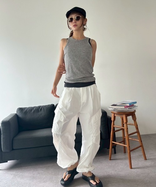 HANNE（アン）の「2PACKシアーリブタンクトップ（タンクトップ・レディース・ベージュ/ブラック/グレー・FREE）」の10枚目の写真