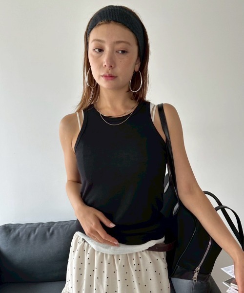 HANNE（アン）の「2PACKシアーリブタンクトップ（タンクトップ・レディース・ベージュ/ブラック/グレー・FREE）」の16枚目の写真