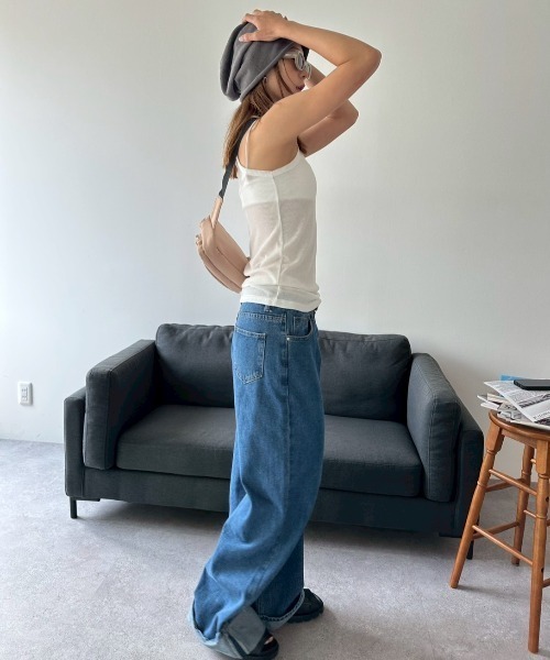 HANNE（アン）の「2PACKシアーリブタンクトップ（タンクトップ・レディース・ベージュ/ブラック/グレー・FREE）」の4枚目の写真