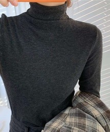 春にも使える。ぬくもり包む。薄手あったか裏起毛タートルネックトップス