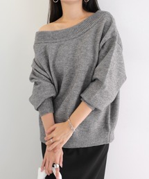 paloma wool オフショルダー グレー ニット トップス 新作！レースオフショルダーカッティングニット | FRAY I.D