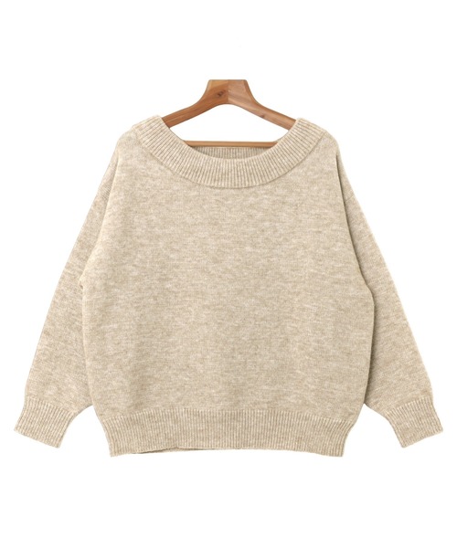 セール】【新色追加】ボリューム袖オフショルダーニットトップス