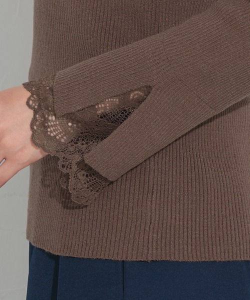 Pierrot(ピエロ)の「袖スカラップレースデザインニット(ニット/セーター・レディース・ブラック/モカ/オフホワイト・L/M)」の13枚目の写真