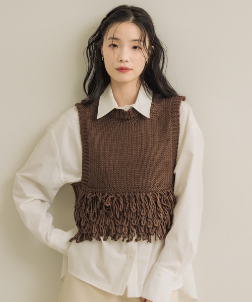 NEUNA(ヌナ)の「フリンジベスト(ベスト・レディース・アイボリー/ブラウン・FREE)」の14枚目の写真