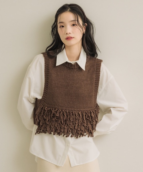 NEUNA(ヌナ)の「フリンジベスト(ベスト・レディース・アイボリー/ブラウン・FREE)」の12枚目の写真