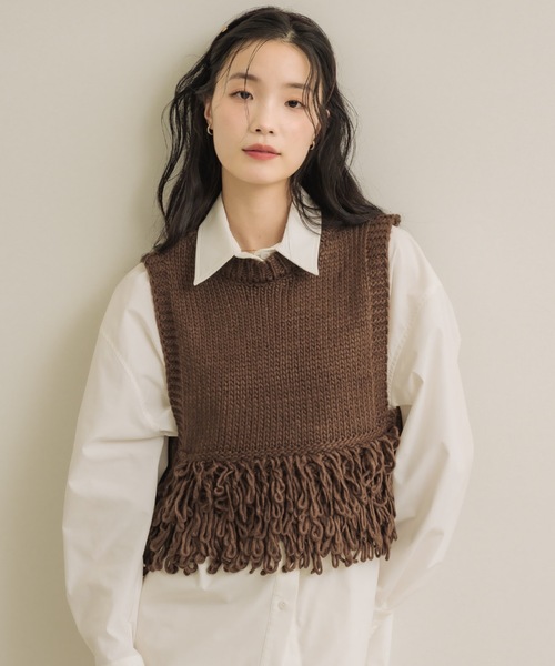 NEUNA(ヌナ)の「フリンジベスト(ベスト・レディース・アイボリー/ブラウン・FREE)」の13枚目の写真