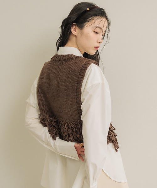 NEUNA(ヌナ)の「フリンジベスト(ベスト・レディース・アイボリー/ブラウン・FREE)」の18枚目の写真