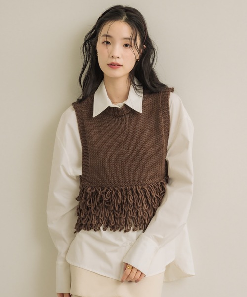 NEUNA(ヌナ)の「フリンジベスト(ベスト・レディース・アイボリー/ブラウン・FREE)」の15枚目の写真