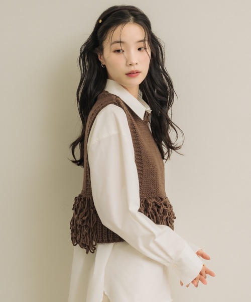 NEUNA(ヌナ)の「フリンジベスト(ベスト・レディース・アイボリー/ブラウン・FREE)」の17枚目の写真