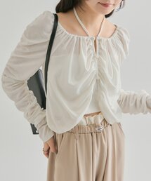 【羽織りとしても◎】スクエアネック シャーリングカーディガン