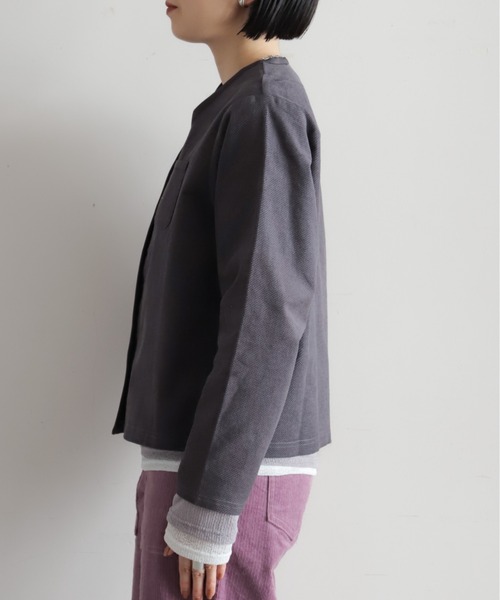 セール】別珍ストレッチ パイピングカーディガン（カーディガン/ボレロ