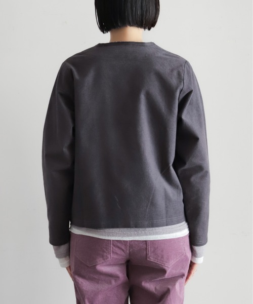 セール】別珍ストレッチ パイピングカーディガン（カーディガン/ボレロ