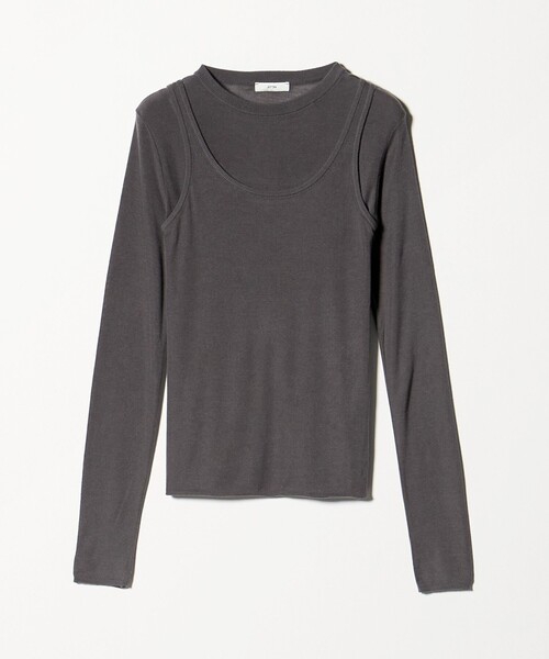 ATON（エイトン）の「＜ATON＞リブタンクレイヤードカットソー（Tシャツ/カットソー・レディース・ライトピンク/ダークグレー・02）」の2枚目の写真