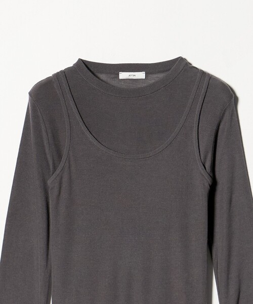 ATON（エイトン）の「＜ATON＞リブタンクレイヤードカットソー（Tシャツ/カットソー・レディース・ライトピンク/ダークグレー・02）」の4枚目の写真