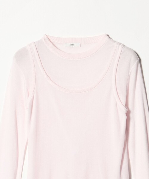 ATON（エイトン）の「＜ATON＞リブタンクレイヤードカットソー（Tシャツ/カットソー・レディース・ライトピンク/ダークグレー・02）」の9枚目の写真