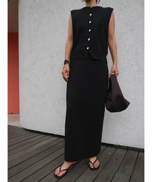 TRUNC（トランクエイティーエイト）の「Dry touch Knit Skirt（スカート・レディース・ブラック/ブラウン・FREE）」の5枚目の写真