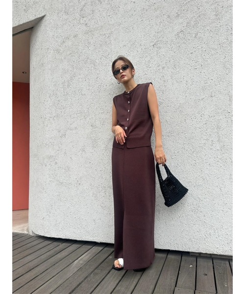 TRUNC（トランクエイティーエイト）の「Dry touch Knit Skirt（スカート・レディース・ブラック/ブラウン・FREE）」の7枚目の写真