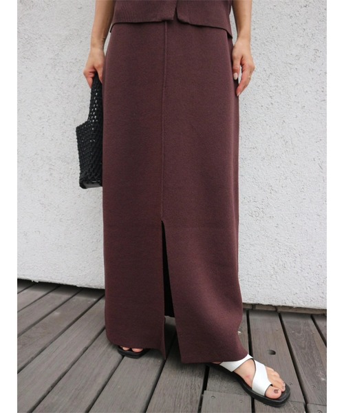 TRUNC（トランクエイティーエイト）の「Dry touch Knit Skirt（スカート・レディース・ブラック/ブラウン・FREE）」の8枚目の写真