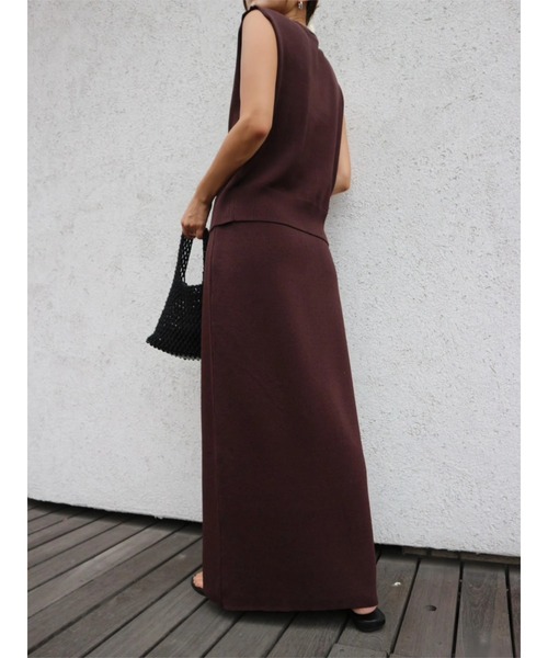 TRUNC（トランクエイティーエイト）の「Dry touch Knit Skirt（スカート・レディース・ブラック/ブラウン・FREE）」の9枚目の写真