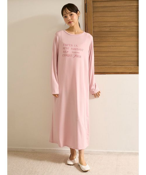 セール】フェミニンレーヨンロゴワンピース（ルームウェア/パジャマ