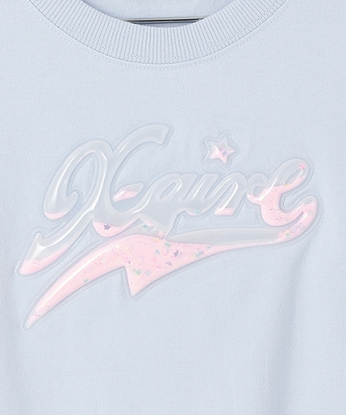 X-girl Stages(エックスガールステージス)の「【TBSドラマ フェイクマミー 着用アイテム】PVCロゴ長袖Tシャツ(Tシャツ/カットソー・キッズ・ライトブルー/オフホワイト/ブラック・110cm/140cm/130cm/120cm/100cm)」の6枚目の写真