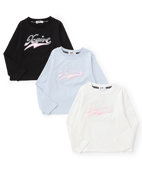 X-girl Stages(エックスガールステージス)の「【TBSドラマ フェイクマミー 着用アイテム】PVCロゴ長袖Tシャツ(Tシャツ/カットソー・キッズ・ライトブルー/オフホワイト/ブラック・110cm/140cm/130cm/120cm/100cm)」の9枚目の写真