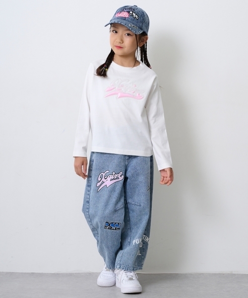 X-girl Stages(エックスガールステージス)の「【TBSドラマ フェイクマミー 着用アイテム】PVCロゴ長袖Tシャツ(Tシャツ/カットソー・キッズ・ライトブルー/オフホワイト/ブラック・110cm/140cm/130cm/120cm/100cm)」の13枚目の写真