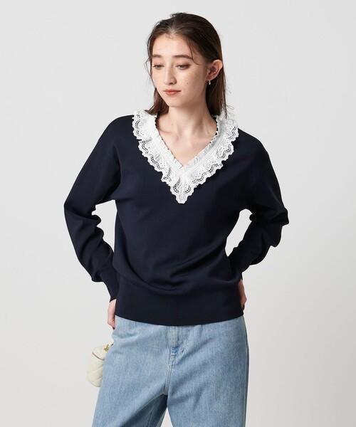 セール】スカラップ レース フリル ニット‐ウォッシャブル‐（ニット