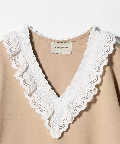 新品　UNITED ARROWS スカラップ レース フリル ニット UNITED ARROWS｜スカラップ レース フリル ニット-ウォッシャブル