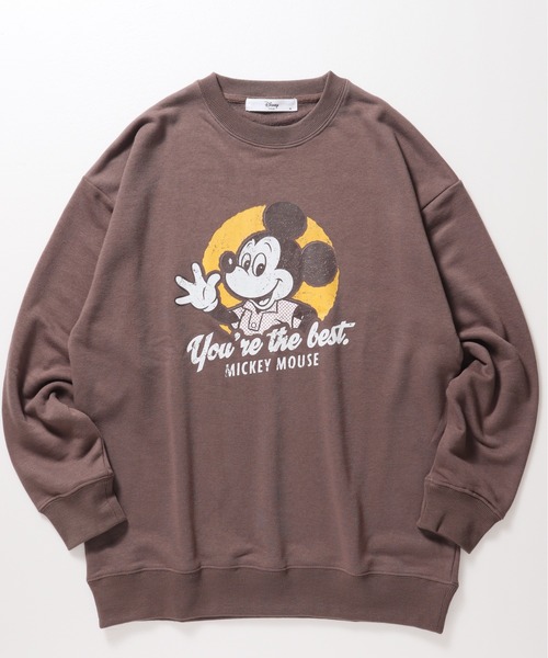 Disney(ディズニー)の「【DISNEY/ディズニー】ミッキーマウス 裏毛プリントスウェット(BIGシルエット)(スウェット・レディース・ダークグリーン/ピンク/ブラウン/グレー・MEDIUM/LARGE)」の7枚目の写真